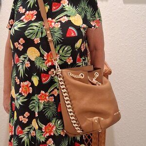 Michael Kors Large Alanis Soft Pebbled Leather Shoulder Bag